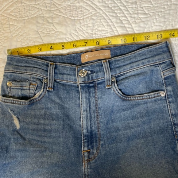 7 For All Mankind High Waist Ankle Skinny Jeans With Destroy Size 27 - Picture 7 of 12